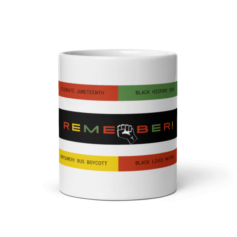 Black in History - Design 1 White glossy mug (11 oz)