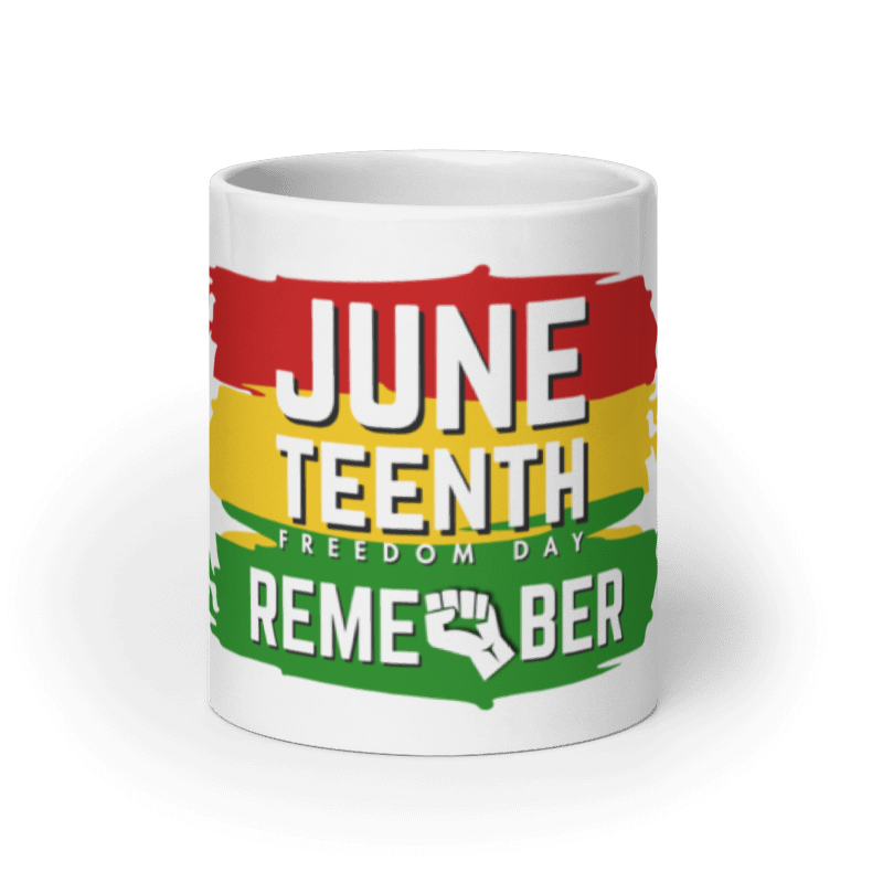 Remember Juneteenth White glossy mug (20 oz)