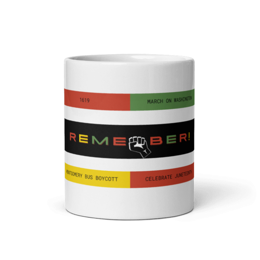 Black in History - Design 3 White glossy mug (11 oz)