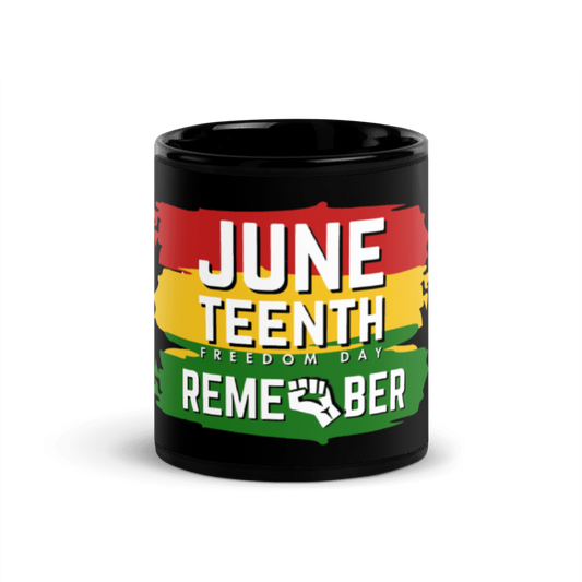 Remember Juneteenth Black Glossy Mug (11 oz)