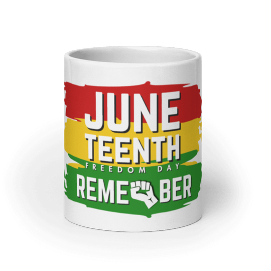 Remember Juneteenth White glossy mug (20 oz)